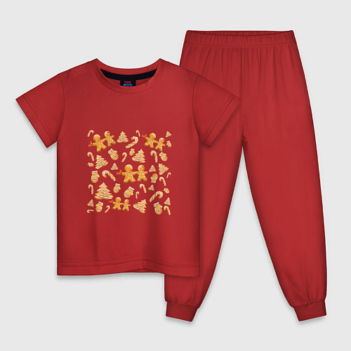 Детская пижама Имбирные пряники / Красный – фото 1