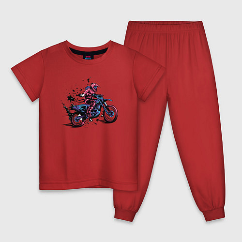 Детская пижама Мотокросс / Красный – фото 1