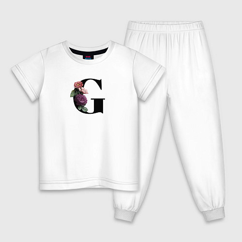 Детская пижама Буква с цветами / Белый – фото 1