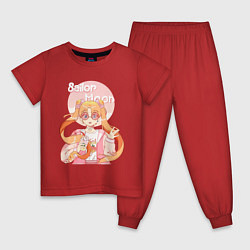 Пижама хлопковая детская Sailor Moon Coffee, цвет: красный