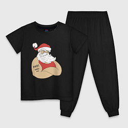 Пижама хлопковая детская Santa Claus, цвет: черный