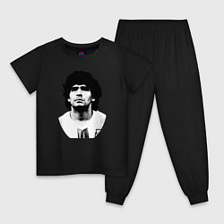 Пижама хлопковая детская Диего Марадона, цвет: черный