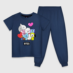 Пижама хлопковая детская BT21, цвет: тёмно-синий