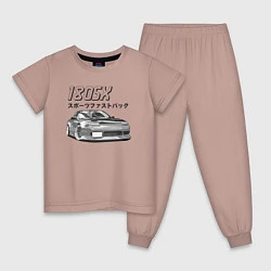 Пижама хлопковая детская Nissan 180SX, цвет: пыльно-розовый