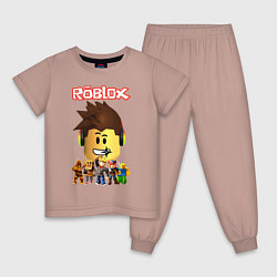 Пижама хлопковая детская ROBLOX, цвет: пыльно-розовый