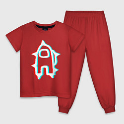 Пижама хлопковая детская AMONG US NEON, цвет: красный