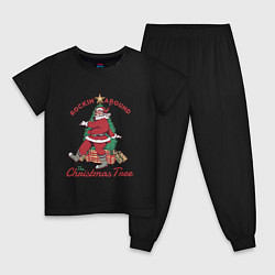Пижама хлопковая детская Rockin Santa, цвет: черный