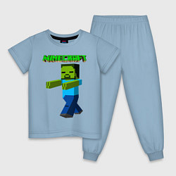 Пижама хлопковая детская Minecraft зомби, цвет: мягкое небо