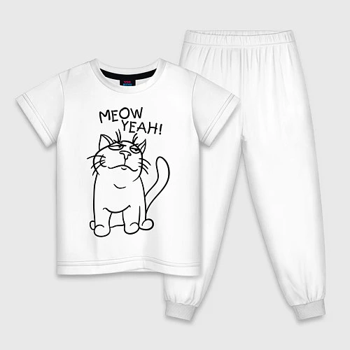 Детская пижама Meow yeah! / Белый – фото 1