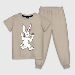 Пижама хлопковая детская Кролик на мне, цвет: миндальный