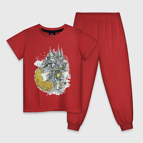 Детская пижама Город в голове / Красный – фото 1