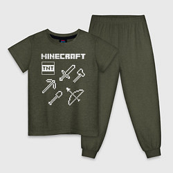 Пижама хлопковая детская Minecraft, цвет: меланж-хаки