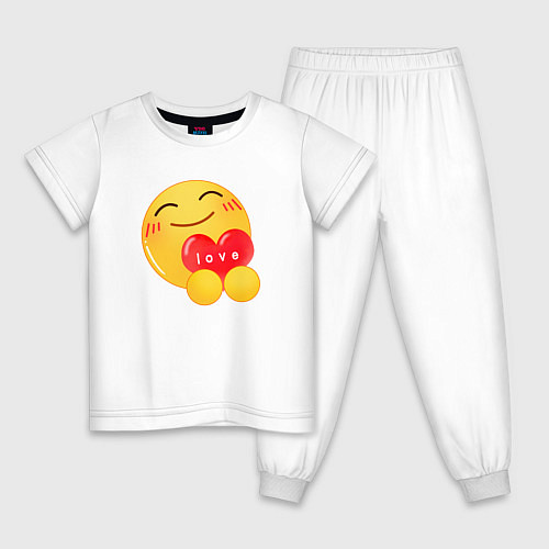 Детская пижама Смайлик с сердечком / Белый – фото 1