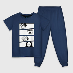 Пижама хлопковая детская Клинок рассекающий демонов, цвет: тёмно-синий