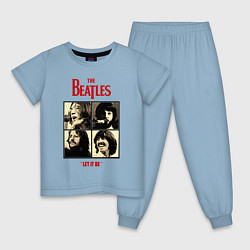 Пижама хлопковая детская The Beatles LET IT BE, цвет: мягкое небо