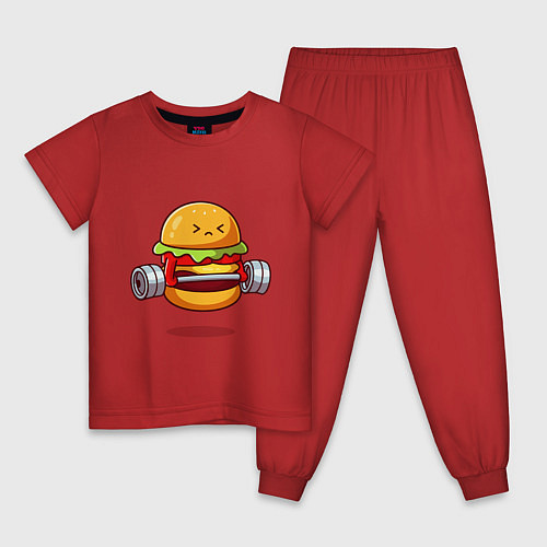 Детская пижама Бургер на спорте / Красный – фото 1
