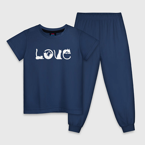 Детская пижама Кошачья любовь / Тёмно-синий – фото 1