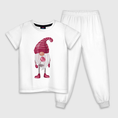 Детская пижама Гномик с бутоном / Белый – фото 1