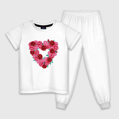 Детская пижама Сердце в розах / Белый – фото 1