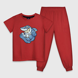 Пижама хлопковая детская Shark Fit, цвет: красный