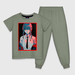 Пижама хлопковая детская Макима человек бензопила Red, цвет: авокадо