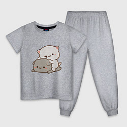 Пижама хлопковая детская Милые котики, цвет: меланж