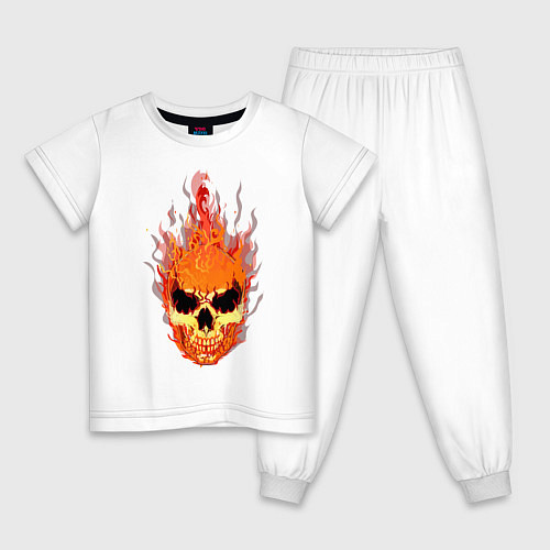 Детская пижама Fire flame skull / Белый – фото 1