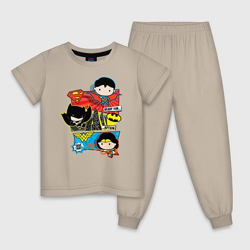Детская пижама Лига Справедливости / Миндальный – фото 1