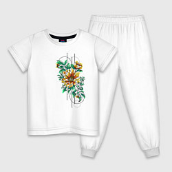 Пижама хлопковая детская Sunflower, цвет: белый