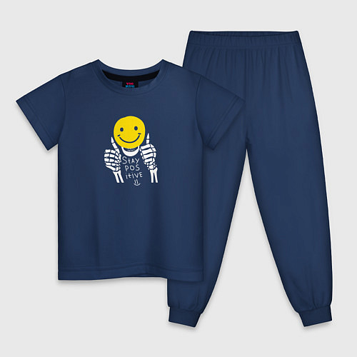 Детская пижама Оставайся позитивным / Тёмно-синий – фото 1