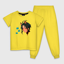 Пижама хлопковая детская Genshin Impact Xiao Art 01, цвет: желтый