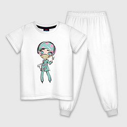Пижама хлопковая детская Девушка доктор, цвет: белый
