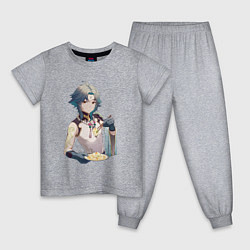Пижама хлопковая детская Щедрый Сяо с тофу, цвет: меланж