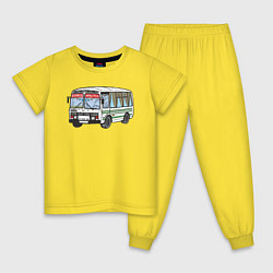 Пижама хлопковая детская Пазик, цвет: желтый