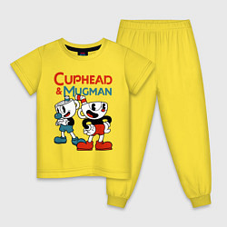 Пижама хлопковая детская Cuphead & Mugman, цвет: желтый