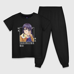 Пижама хлопковая детская Sakurajima Mai, цвет: черный