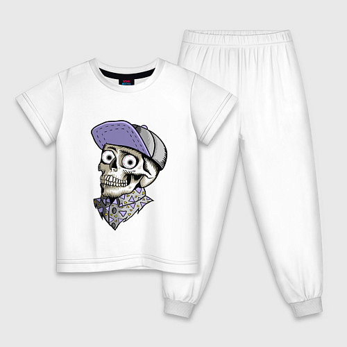 Детская пижама Скелет в рубашке и кепке / Белый – фото 1