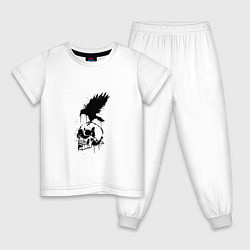 Пижама хлопковая детская Skull crow, цвет: белый