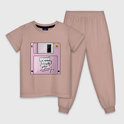Пижама хлопковая детская Дискета GTA, цвет: пыльно-розовый