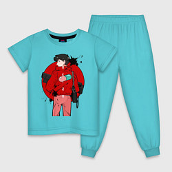 Пижама хлопковая детская Акира цвета бирюзовый — фото 1