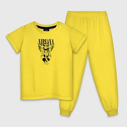 Пижама хлопковая детская Курт Кобейн Нирвана ЧБ, цвет: желтый