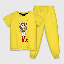Пижама хлопковая детская Медсестра со шприцом, цвет: желтый