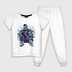 Пижама хлопковая детская Cyberpunk Urban Man, цвет: белый