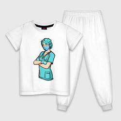Пижама хлопковая детская Медсестра Медработник Z, цвет: белый