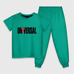 Пижама хлопковая детская ANIMAL UNIVERSAL ЭНИМАЛ, цвет: зеленый