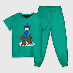Пижама хлопковая детская ПОЛИЦИЯ POLICE Z, цвет: зеленый