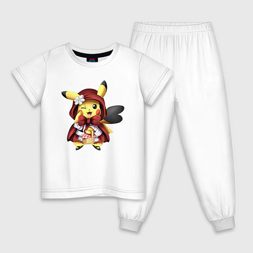 Детская пижама Пикачу Красная шапочка / Белый – фото 1