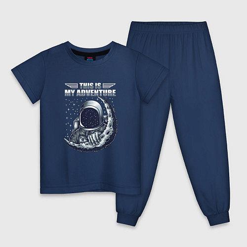 Детская пижама Космонавт и луна / Тёмно-синий – фото 1