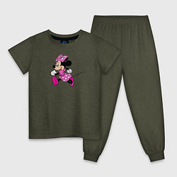Пижама хлопковая детская Минни Маус, цвет: меланж-хаки