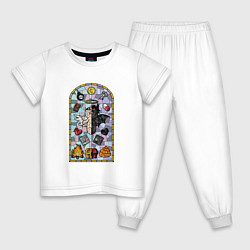 Пижама хлопковая детская Фреска Исаак, цвет: белый